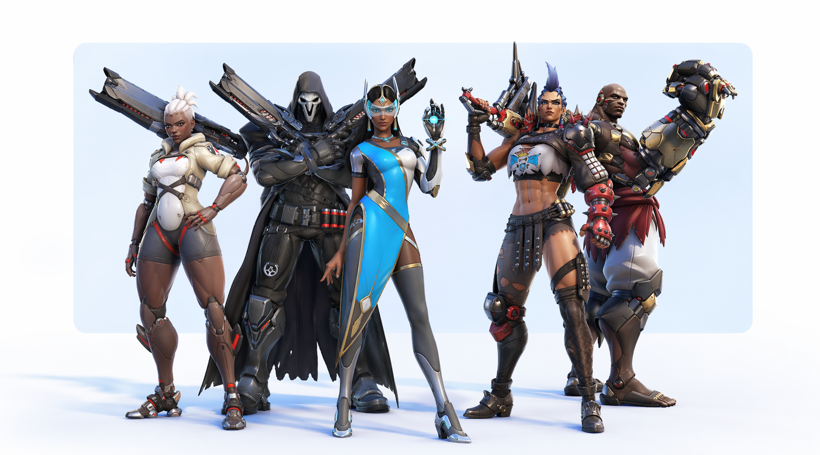 Overwatch heroes assembled for competitive play
