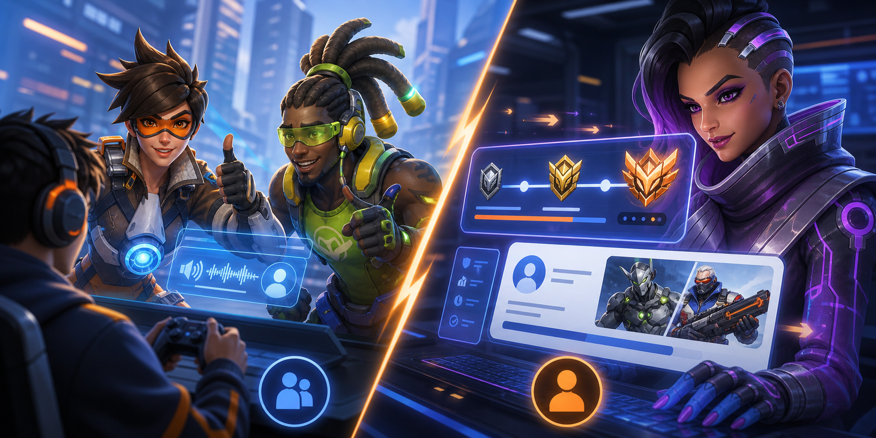 Overwatch heroes showing solo and duo play